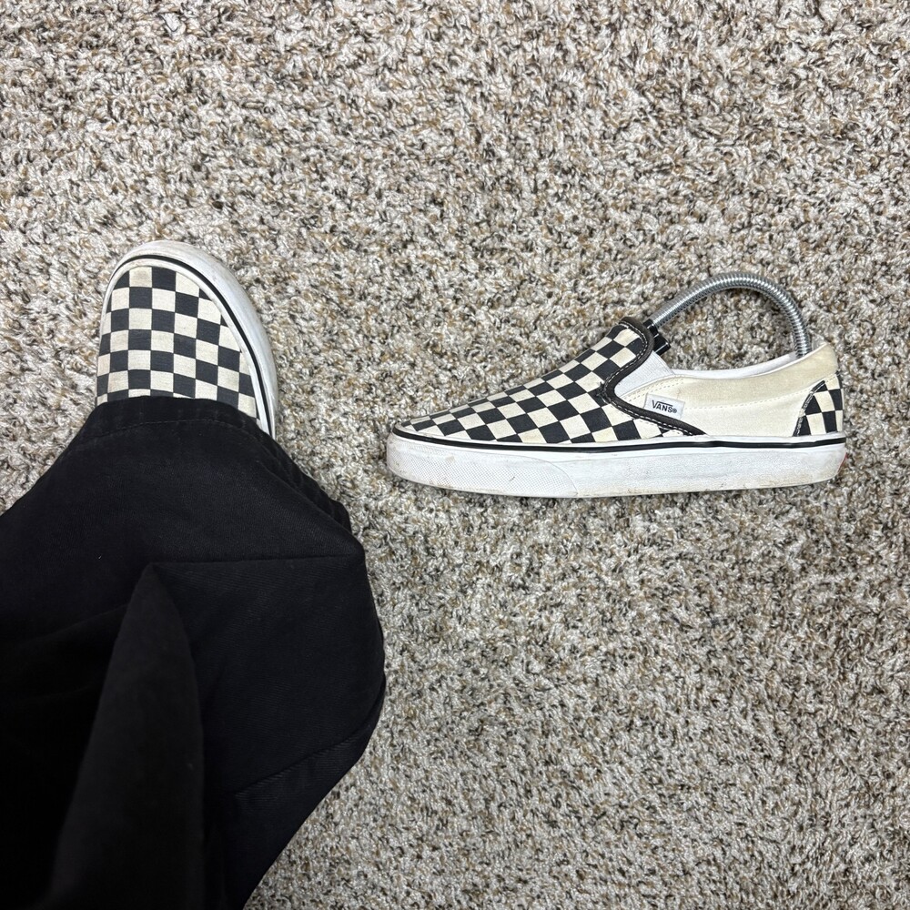 Classic Slip-On Checkerboard Shoe Men Size 6.5 W size 8 Black/white